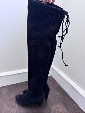 Stuart Weitzman Black Suede Highland Over the Knee Boots Size 6.5